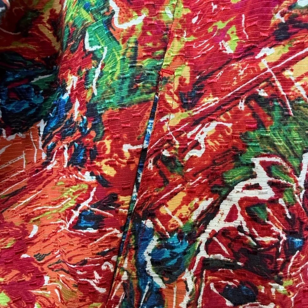 Chico's Multicolor Abstract Jacket Silk and Cotton Blend 🌱 - Picture 4 of 6